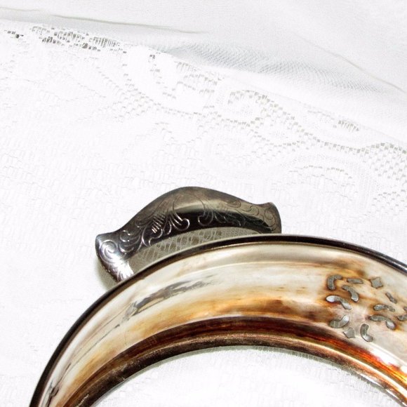 Vintage Silver Plate Casserole Dish Holder Carrier & Fire King Glass Liner - Picture 5 of 10